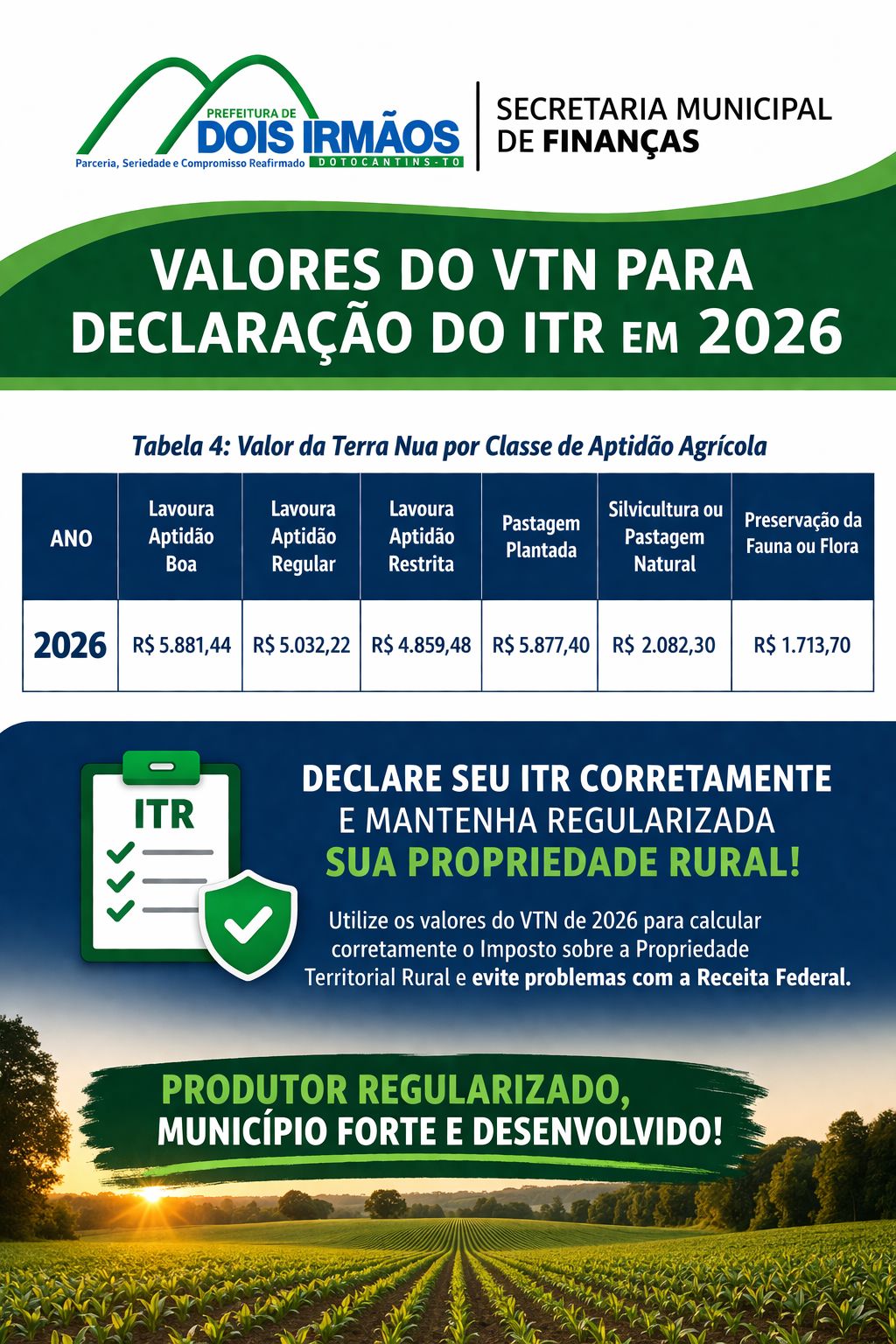 TABELA ITR 2026 - DOIS IRMAOS
